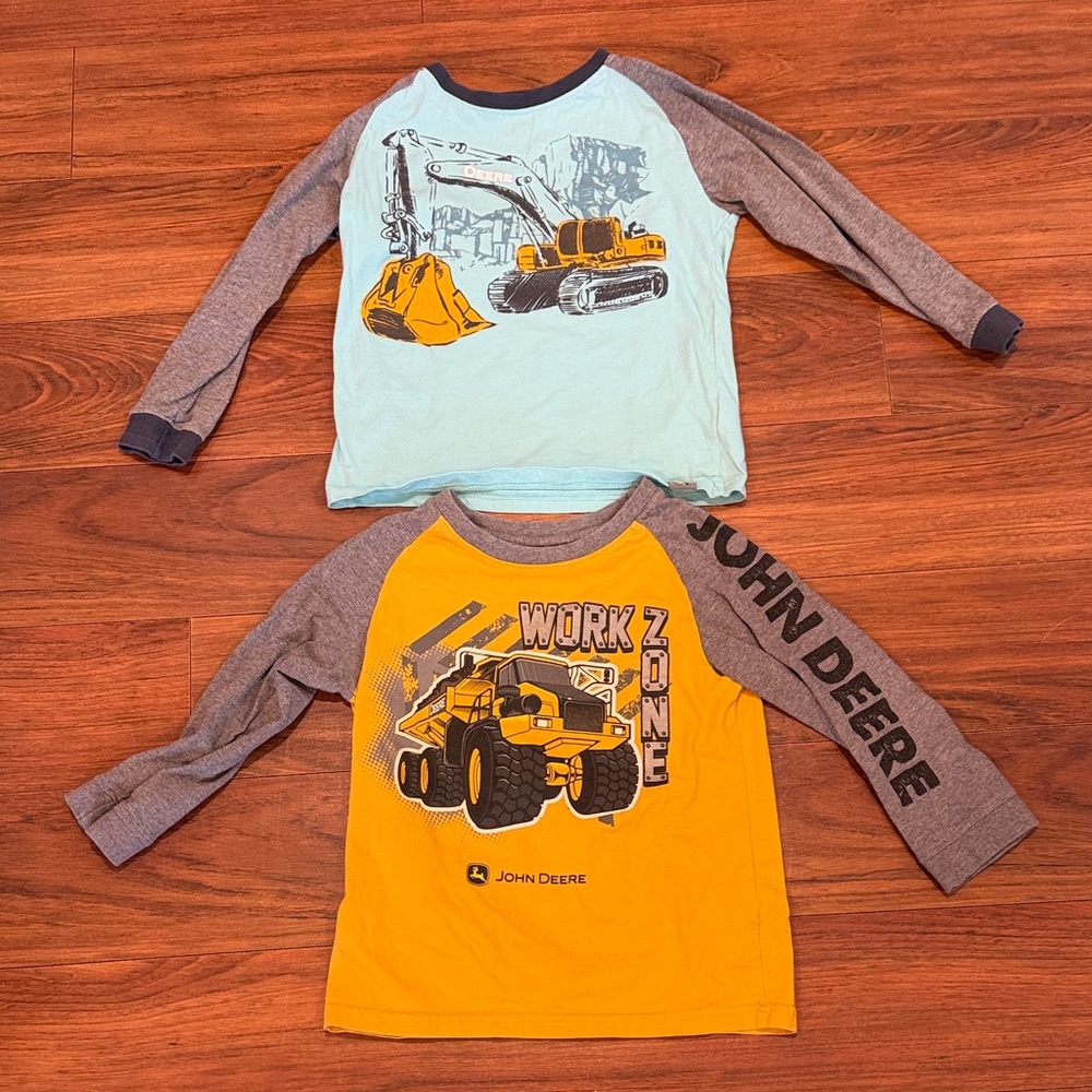 John Deere Kids' Long Sleeve Tees - Aqua and Mustard